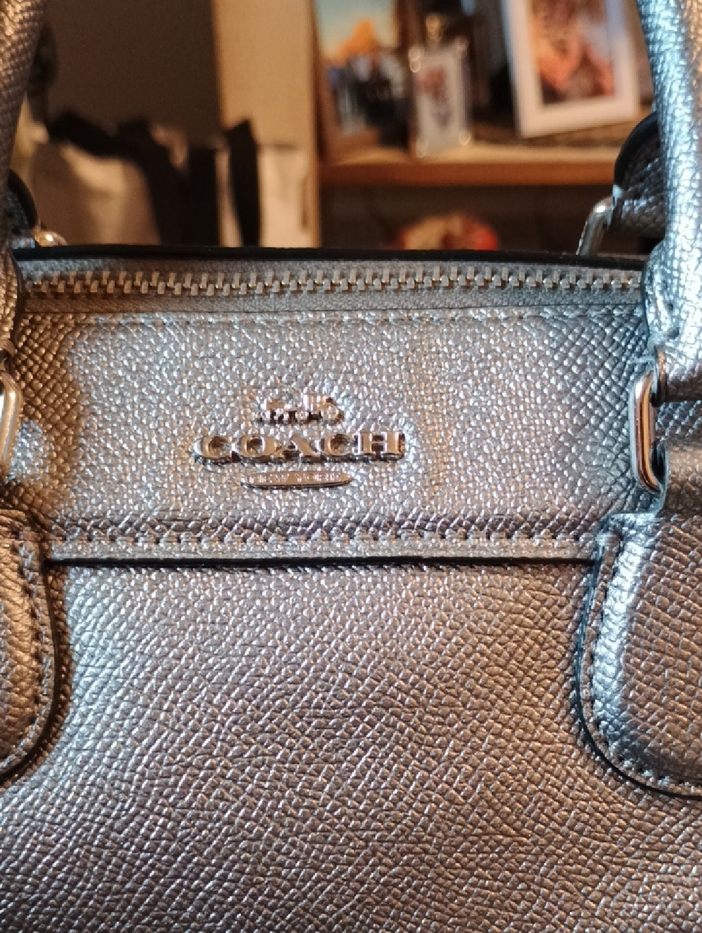 Coach Mini Bennett Metallic Silver Satchel Handbag - Picture 2 of 12